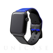 【Apple Watch SE/Series7/6/5/4/3/2/1(41/40/38mm) バンド】“NEON” Italian Genuine Leather Watchband (Neon Blue/Black)