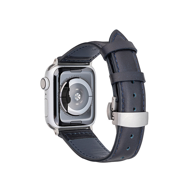 【Apple Watch バンド 41/40/38mm】Museum-calf German Leather Watchband (Navy) for Apple Watch SE(第2/1世代)/Series9/8/7/6/5/4/3/2/1サブ画像