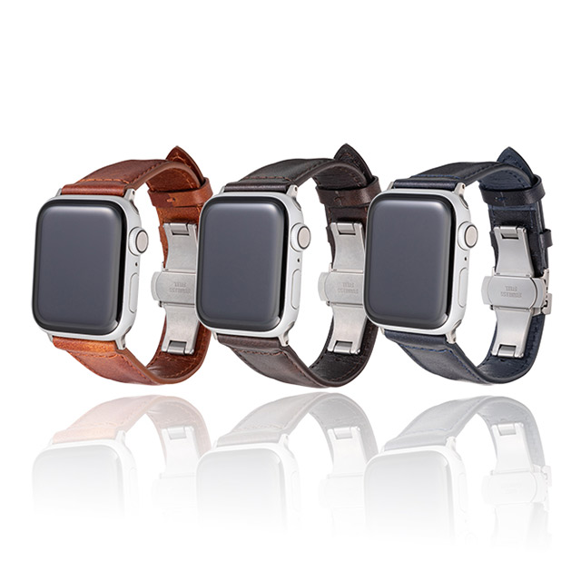 【Apple Watch バンド 41/40/38mm】Museum-calf German Leather Watchband (Dark Brown) for Apple Watch SE(第2/1世代)/Series9/8/7/6/5/4/3/2/1サブ画像