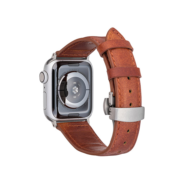 【Apple Watch バンド 41/40/38mm】Museum-calf German Leather Watchband (Brown) for Apple Watch SE(第2/1世代)/Series9/8/7/6/5/4/3/2/1サブ画像