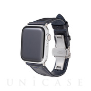 【Apple Watch バンド 45/44/42mm】Museum-calf German Leather Watchband (Navy) for Apple Watch SE/Series7/6/5/4/3/2/1