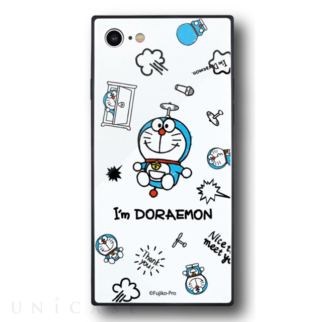【iPhoneSE(第3/2世代)/8/7 ケース】I’m Doraemon スクエアガラスケース (総柄)