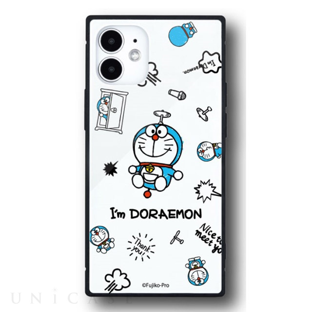 【iPhone12 mini ケース】I’m Doraemon スクエアガラスケース (総柄)