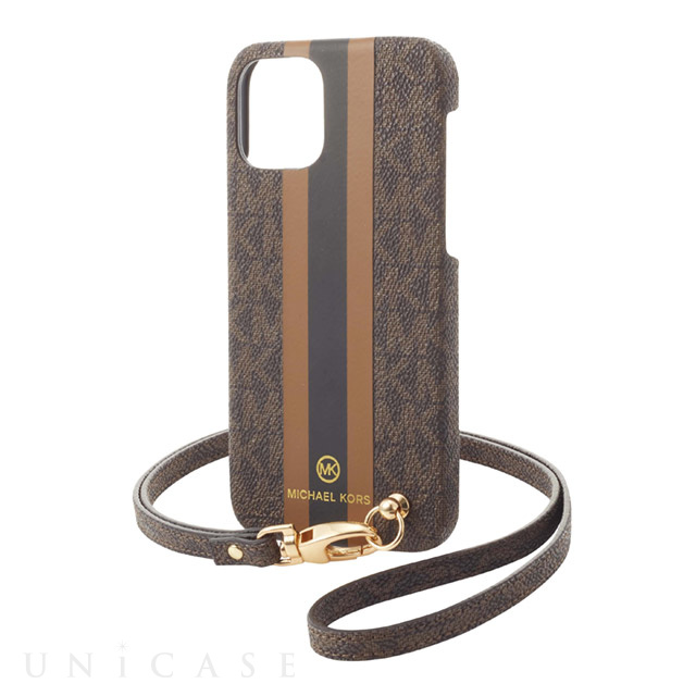 【iPhone12 mini ケース】Slim Wrap Case Stripe with Neck Strap - MagSafe (Brown)