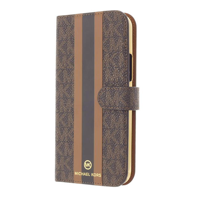 【iPhone12 mini ケース】Folio Case Stripe with Hand Strap - MagSafe (Brown)サブ画像