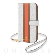 【iPhone12 mini ケース】Folio Case Stripe with Neck Strap - MagSafe (Bright White)