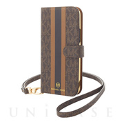 【iPhone12/12 Pro ケース】Folio Case Stripe with Neck Strap - MagSafe (Brown)
