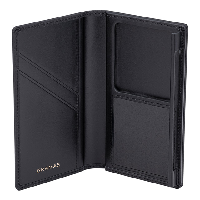【マルチ スマホケース】”UNIVERSAL CASE” German Shrunken-calf Genuine Leather Book Case (Small size) Black