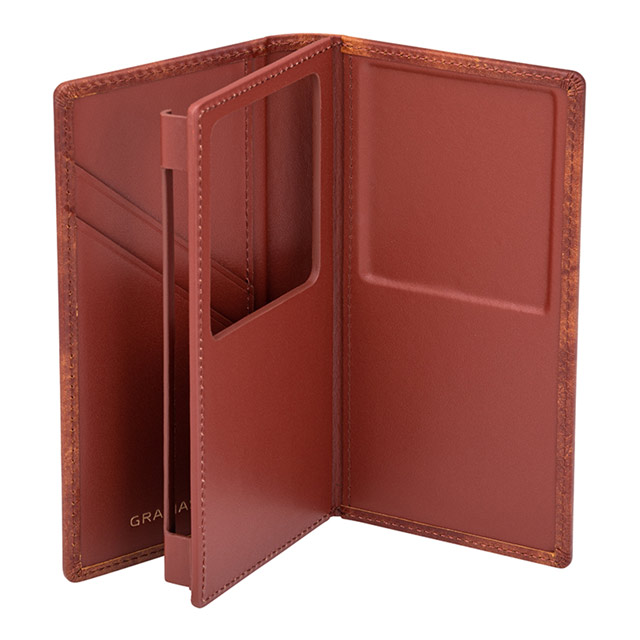 【マルチ スマホケース】”UNIVERSAL CASE” Museum-calf Leather Book Case (Small size) Brownサブ画像