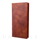 【マルチ スマホケース】”UNIVERSAL CASE” Museum-calf Leather Book Case (Regular size) Brown