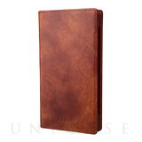 【マルチ スマホケース】”UNIVERSAL CASE” Museum-calf Leather Book Case (Small size) Brown