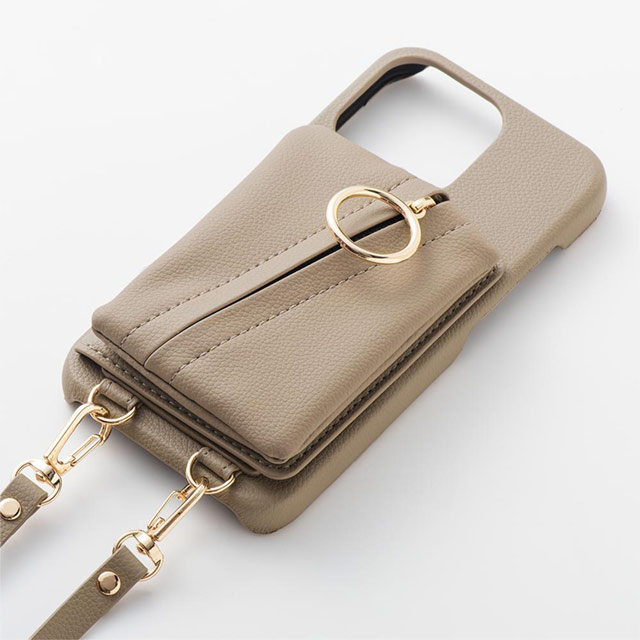【iPhone13 mini/12 mini ケース】Clutch Ring Case for iPhone13 mini (beige)