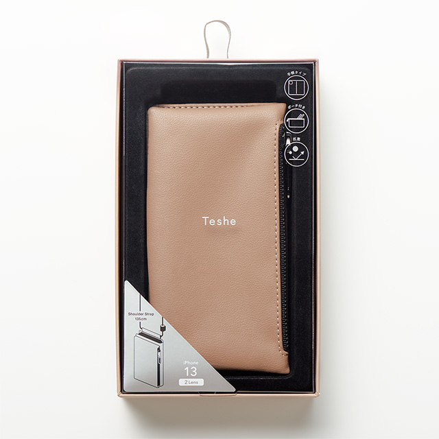 【iPhone13 ケース】Teshe light flip case for iPhone13 (taupe)
