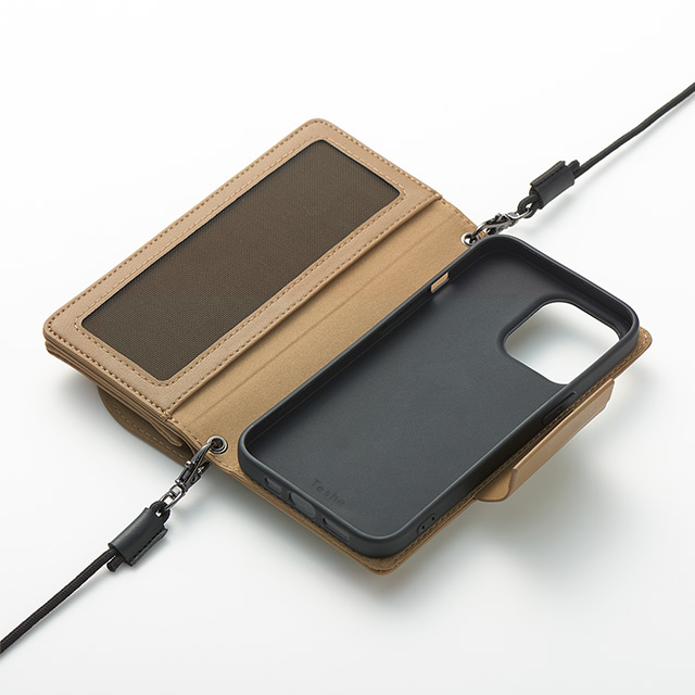 【iPhone13 ケース】Teshe basic flip case for iPhone13 (khaki)サブ画像