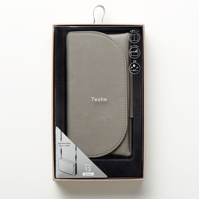 【iPhone13 ケース】Teshe basic flip case for iPhone13 (khaki)サブ画像
