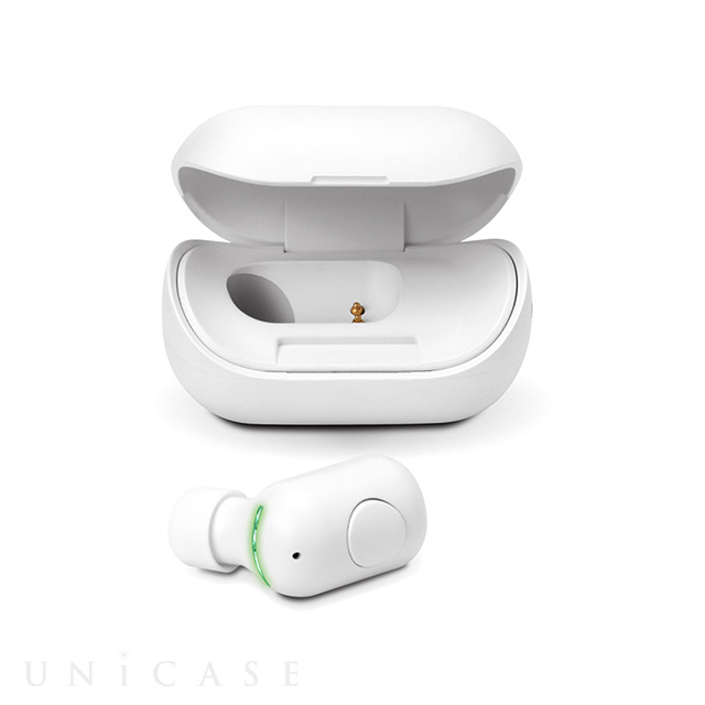 【完全ワイヤレスイヤホン】Bluetooth 5.0搭載 片耳ワイヤレスイヤホン 充電ケース付 (ホワイト)