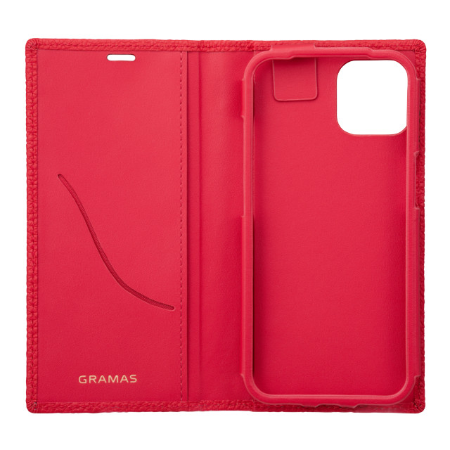 【iPhone13 ケース】German Shrunken-calf Genuine Leather Book Case (Red)サブ画像