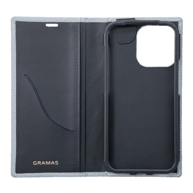 【iPhone13 Pro ケース】German Shrunken-calf Genuine Leather Book Case (Baby Blue)サブ画像