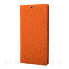 【iPhone13 ケース】German Shrunken-calf Genuine Leather Book Case (Orange)