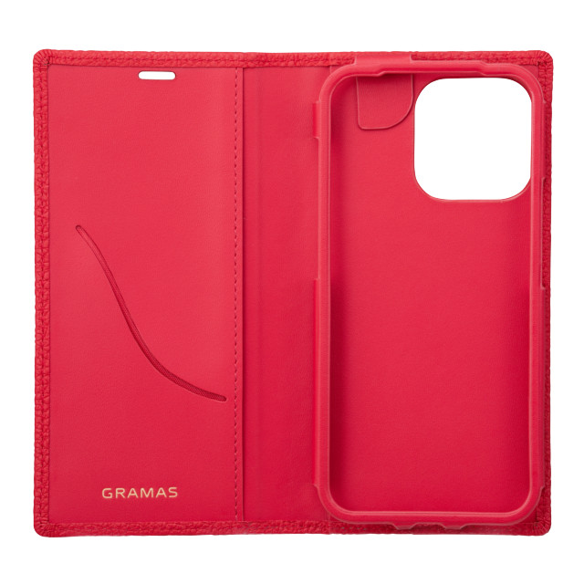 【iPhone13 Pro ケース】German Shrunken-calf Genuine Leather Book Case (Red)サブ画像