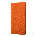 【iPhone13 Pro ケース】German Shrunken-calf Genuine Leather Book Case (Orange)