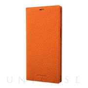 【iPhone13 Pro Max/12 Pro Max ケース】German Shrunken-calf Genuine Leather Book Case (Orange)