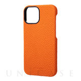 【iPhone13 mini/12 mini ケース】German Shrunken-calf Leather Shell Case (Orange)