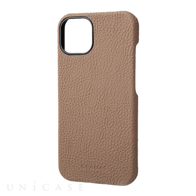 【iPhone13 ケース】German Shrunken-calf Leather Shell Case (Taupe)