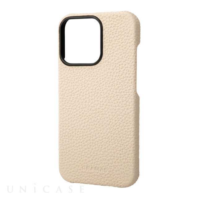 【iPhone13 Pro ケース】German Shrunken-calf Leather Shell Case (White)