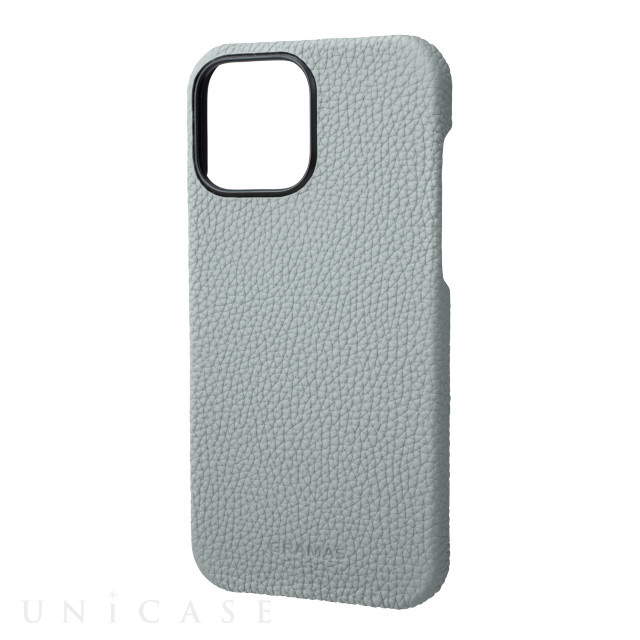 【iPhone13 Pro Max ケース】German Shrunken-calf Leather Shell Case (Baby Blue)
