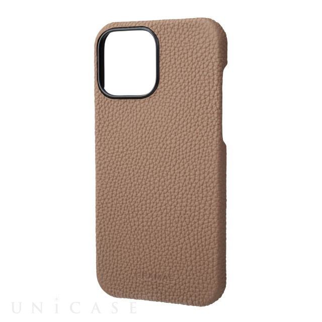 【iPhone13 Pro Max ケース】German Shrunken-calf Leather Shell Case (Taupe)