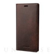 【iPhone13 mini/12 mini ケース】Museum-calf Genuine Leather Book Case (Dark Brown)