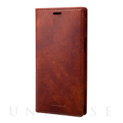 【iPhone13 mini/12 mini ケース】Museum-calf Genuine Leather Book Case (Brown)