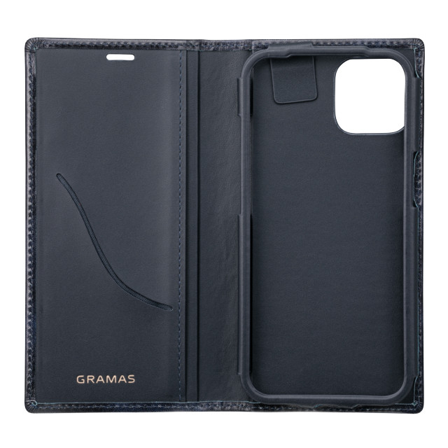 【iPhone13 ケース】Museum-calf Genuine Leather Book Case (Navy)サブ画像