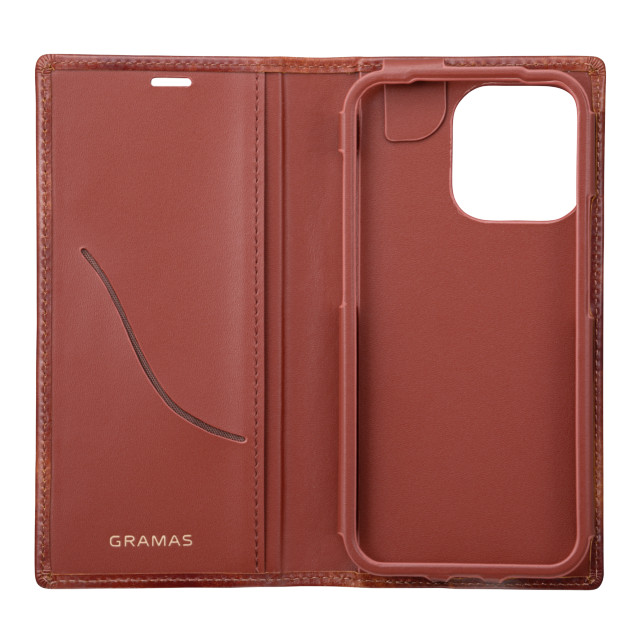上品な GRAMAS iPhone 12 mini ケース 本革 手帳 Museum-calf Genuine Leather Book Case  耐衝撃 ワイヤレス充電 QI充電 カメラ保護
