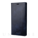 【iPhone13 ケース】Museum-calf Genuine Leather Book Case (Navy)