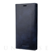【iPhone13 ケース】Museum-calf Genuine Leather Book Case (Navy)