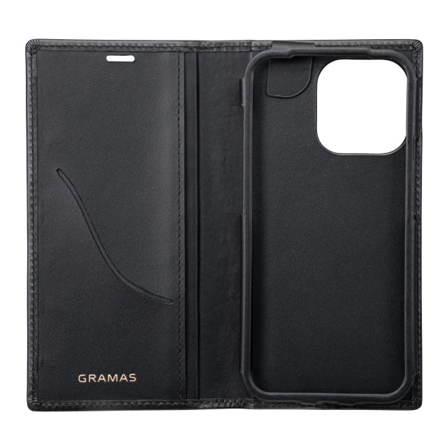 【iPhone13 Pro ケース】Italian Genuine Leather Book Case (Black)サブ画像
