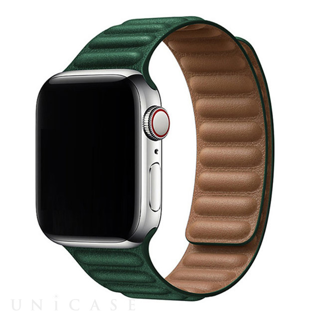 【Apple Watch バンド 41/40/38mm】PUレザー マグネットホールドバンド (グリーン) for Apple Watch SE(第2/1世代)/Series9/8/7/6/5/4/3/2/1