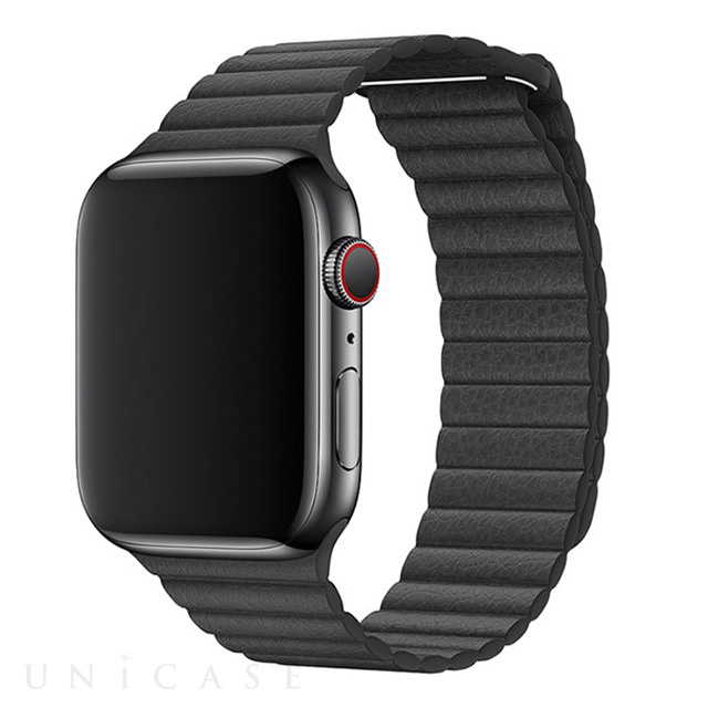 Apple Watch バンド 45/44/42mm】PUレザー マグネットホールドバンド 通し穴あり (ブラック) for Apple Watch  SE(第2/1世代)/Series8/7/6/5/4/3/2/1 iQ Labo iPhoneケースは UNiCASE