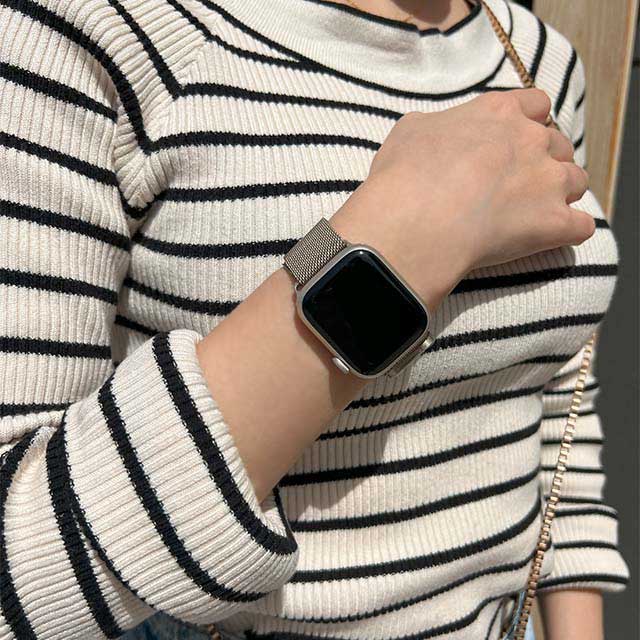 【Apple Watch バンド 45/44/42mm】ステンレスマグネットバンド (ゴールド) for Apple Watch  SE(第2/1世代)/Series8/7/6/5/4/3/2/1