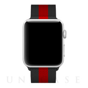 【Apple Watch バンド 41/40/38mm】ステンレスマグネットバンド (ブラック×レッド) for Apple Watch SE/Series7/6/5/4/3/2/1