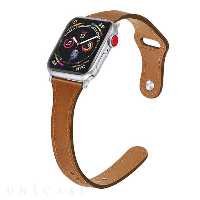 【Apple Watch バンド 41/40/38mm】ナローレザーバンド (ブラウン) for Apple Watch SE(第2/1世代)/Series9/8/7/6/5/4/3/2/1