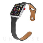【Apple Watch バンド 41/40/38mm】ナローレザーバンド (ブラック) for Apple Watch SE(第2/1世代)/Series9/8/7/6/5/4/3/2/1