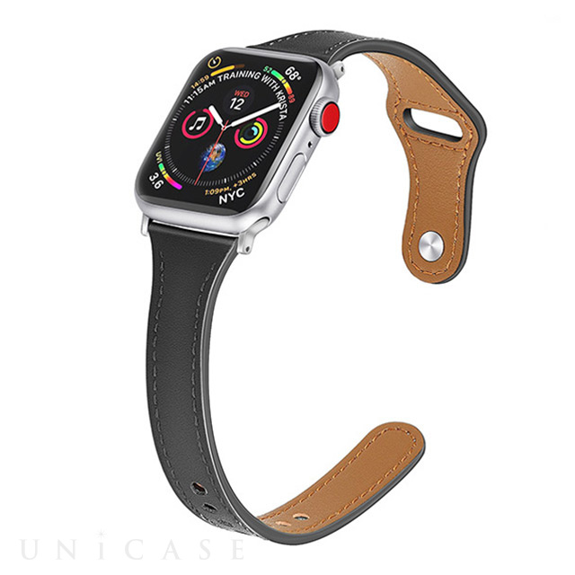 【Apple Watch バンド 41/40/38mm】ナローレザーバンド (ブラック) for Apple Watch SE(第2/1世代)/Series9/8/7/6/5/4/3/2/1