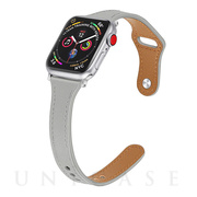 【Apple Watch バンド 41/40/38mm】ナローレザーバンド (ライトグレー) for Apple Watch SE(第2/1世代)/Series9/8/7/6/5/4/3/2/1