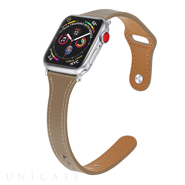 【Apple Watch バンド 41/40/38mm】ナローレザーバンド (モカ) for Apple Watch SE(第2/1世代)/Series9/8/7/6/5/4/3/2/1