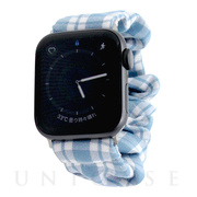 【Apple Watch バンド 41/40/38mm】シュシュバンド チェック柄 (シュシュ付き) TYPE-A (ブルー) for Apple Watch SE(第2/1世代)/Series9/8/7/6/5/4/3/2/1