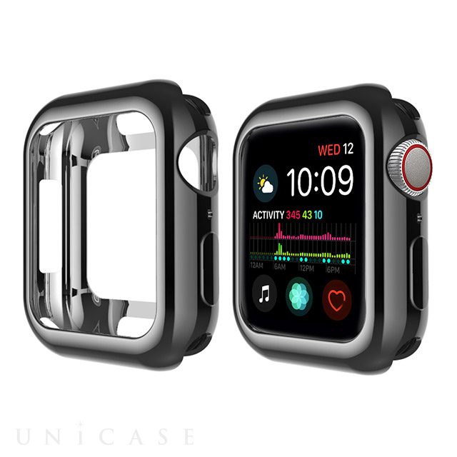 【Apple Watch ケース 44mm】TPUカバー メタリック (ブラック) for Apple Watch SE(第2/1世代)/Series6/5/4
