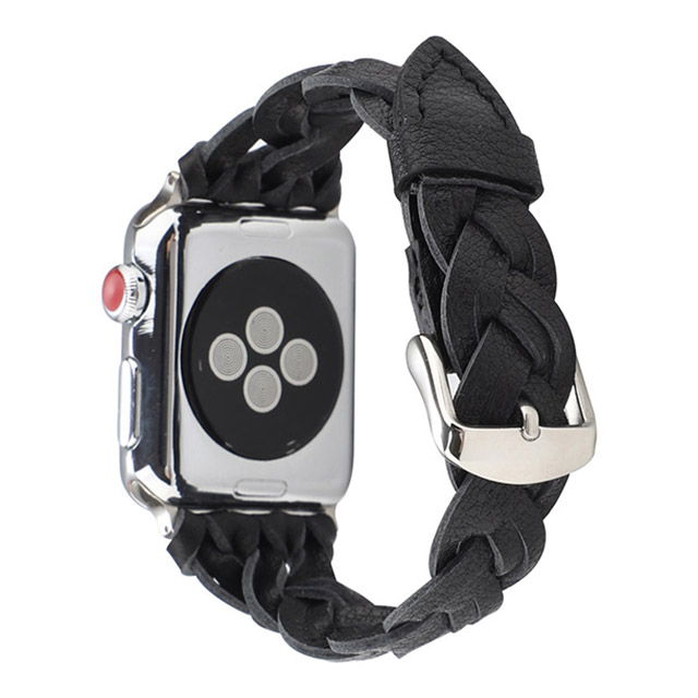 【Apple Watch バンド 41/40/38mm】ラティスレザーベルト (ブラック) for Apple Watch SE(第2/1世代)/Series9/8/7/6/5/4/3/2/1サブ画像